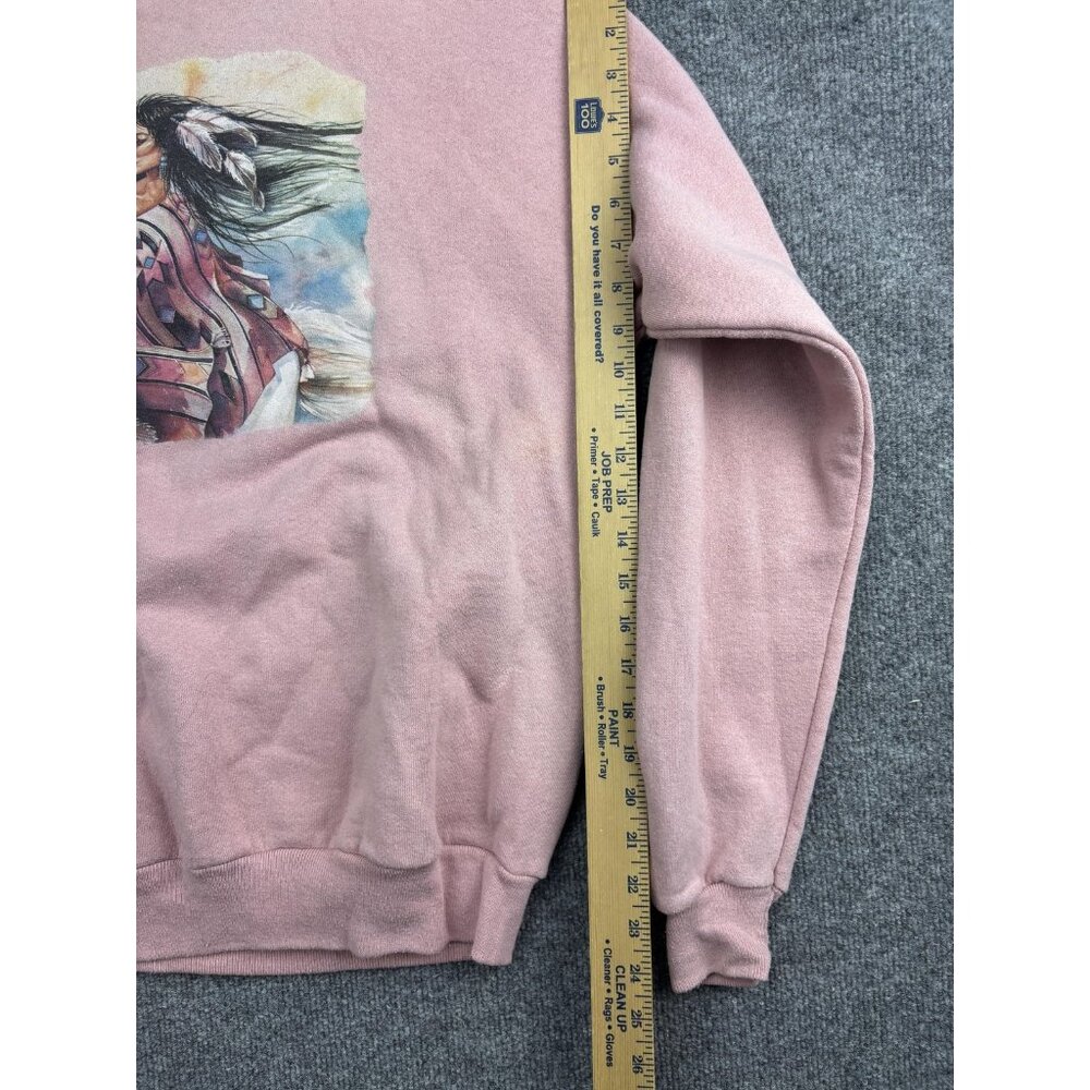Vintage Native American Graphic Sweatshirt Women's XL‎ Pink Hanes Horse Western - Picture 6 of 10